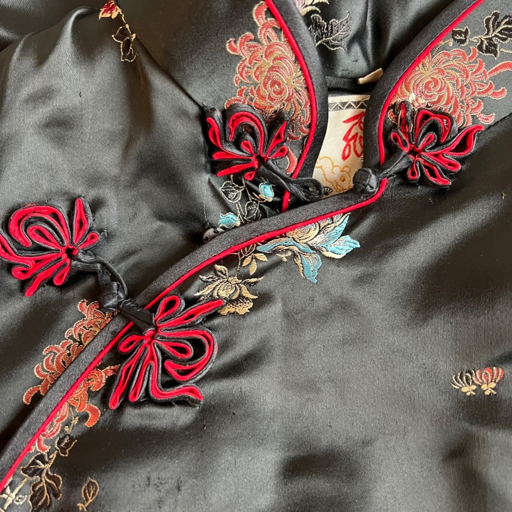 Vintage 60's Solz Squirrel Cheongsam Black Dress Sz 6 - Picture 7 of 9